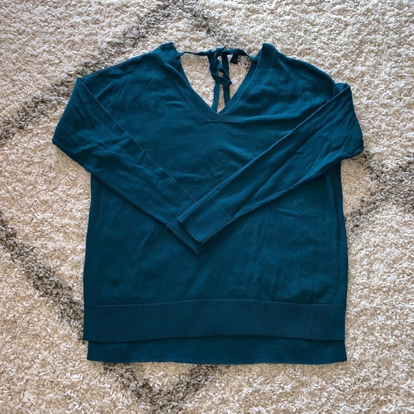 LOFT Tie Back Double V Sweater - Picture 3 of 6